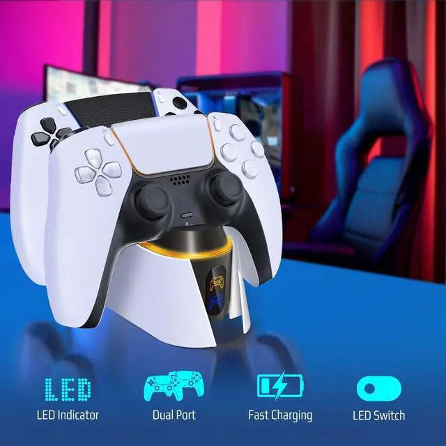 Alt view image 3 of 7 - PS5 Controller Charger Station for 2 DualSense Controllers, Black