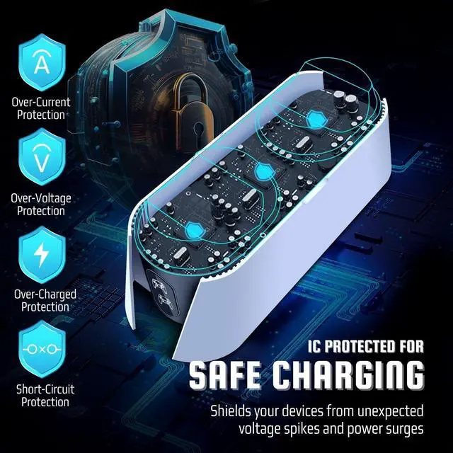 Alt view image 5 of 7 - PS5 Controller Charger Station for 2 DualSense Controllers, Black