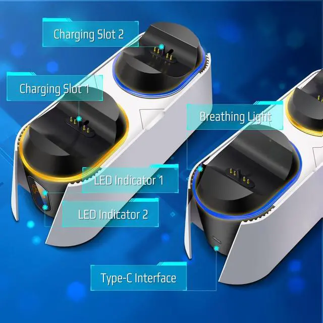 Alt view image 6 of 7 - PS5 Controller Charger Station for 2 DualSense Controllers, Black