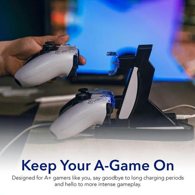 Alt view image 3 of 7 - Charging Dock Station for PlayStation 5 Controllers - Vertical Controller Charger Stand, Dual Ports PS5 Charging Dock, Overcharge Protection PS5 USB Charging Station