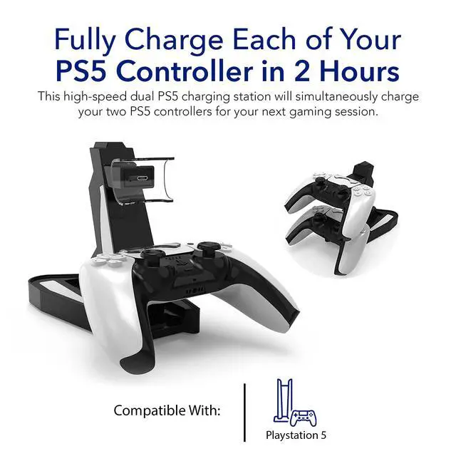 Alt view image 4 of 7 - Charging Dock Station for PlayStation 5 Controllers - Vertical Controller Charger Stand, Dual Ports PS5 Charging Dock, Overcharge Protection PS5 USB Charging Station