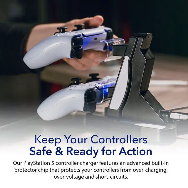 Alt view image 5 of 7 - Charging Dock Station for PlayStation 5 Controllers - Vertical Controller Charger Stand, Dual Ports PS5 Charging Dock, Overcharge Protection PS5 USB Charging Station