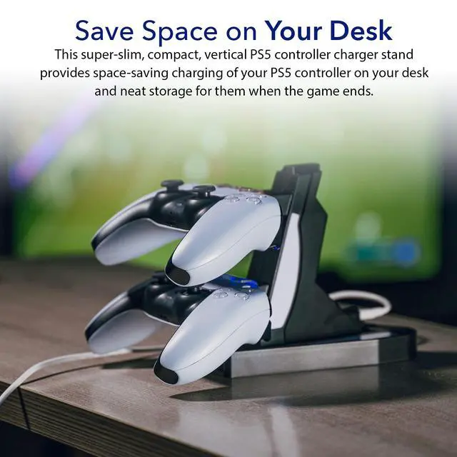 Alt view image 7 of 7 - Charging Dock Station for PlayStation 5 Controllers - Vertical Controller Charger Stand, Dual Ports PS5 Charging Dock, Overcharge Protection PS5 USB Charging Station