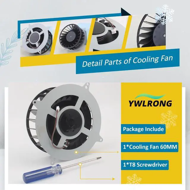 Alt view image 7 of 7 - Internal Cooling Fan Replacement for Sony PlayStation 5 PS5 23 Blades Fan 17 Blades Fan Cooler PS5 CPU Cooling Fan with T8 Screwdriver