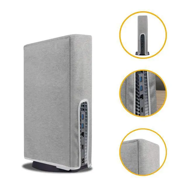 Alt view image 2 of 6 - Console Dust Cover PS5 Dust Protector Custom Designed for PlayStation 5 Console Disc Edition & Digital Edition with Thick Cotton Precision Cut Easy Access Cable Port