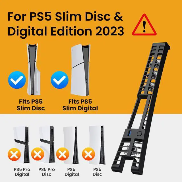 Alt view image 2 of 7 - Cooling Fan for PS5 Slim, 4-Fan Cooler with Auto Speed USB3.0