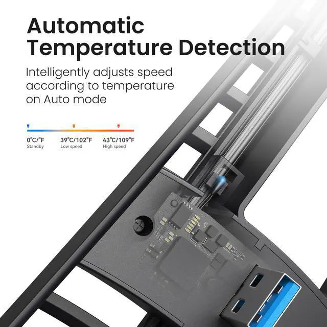 Alt view image 5 of 7 - Cooling Fan for PS5 Slim, 4-Fan Cooler with Auto Speed USB3.0
