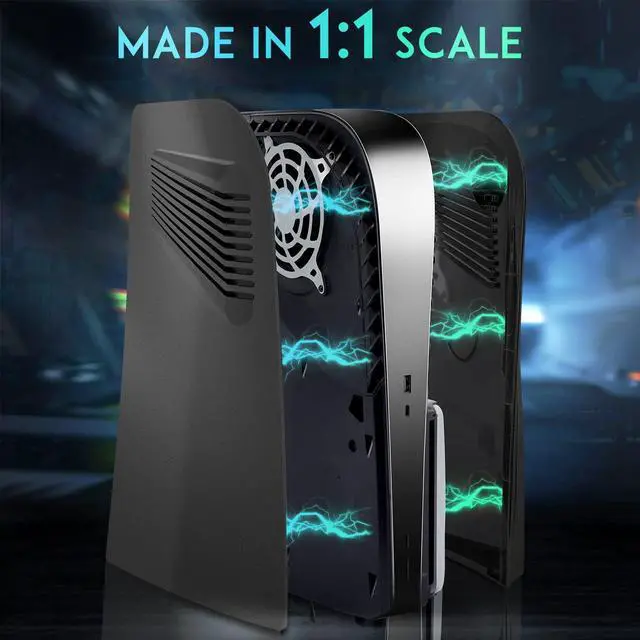 Alt view image 4 of 7 - PS5 Console Cover Plates for Disc Edition, PlayStation 5 Accessories Covers Faceplate Custom Hard Shockproof with Cooling Fan Vents Dust Protective ABS Skins Shell Side Black Panels
