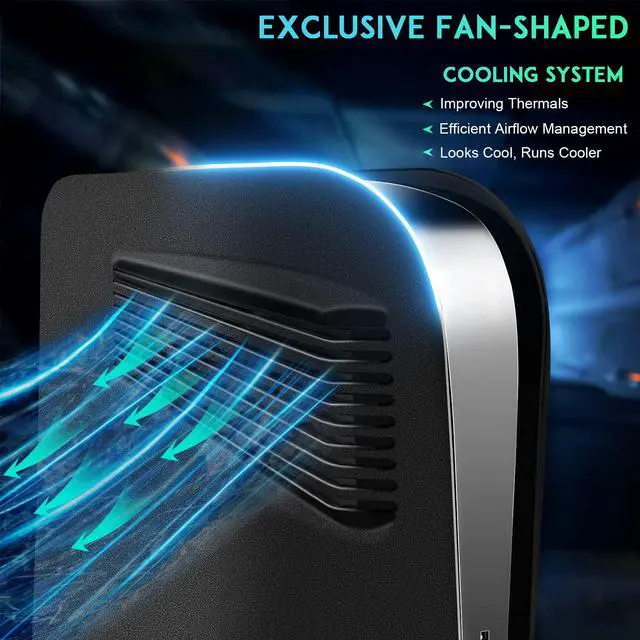 Alt view image 2 of 7 - PS5 Console Cover Plates for Disc Edition, PlayStation 5 Accessories Covers Faceplate Custom Hard Shockproof with Cooling Fan Vents Dust Protective ABS Skins Shell Side Black Panels