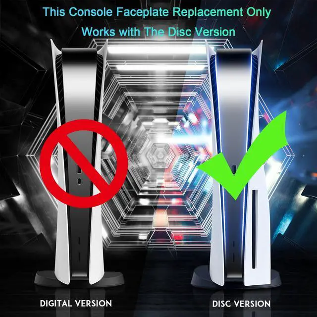 Alt view image 5 of 7 - PS5 Console Cover Plates for Disc Edition, PlayStation 5 Accessories Covers Faceplate Custom Hard Shockproof with Cooling Fan Vents Dust Protective ABS Skins Shell Side Black Panels