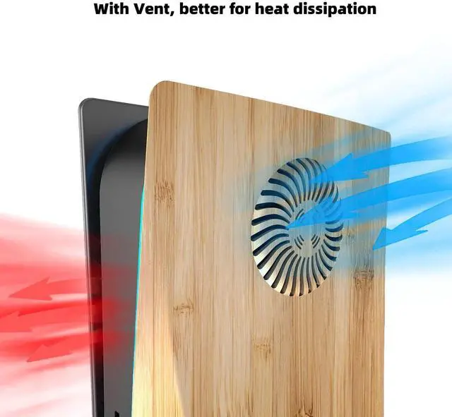 Alt view image 2 of 7 - Cover Plates with Cooling Vent for PS5 Disc Edition Console, Accessories for PlayStation 5 Face Plates Side Panels Shell Replacement Protective Faceplates (Wood Grain)