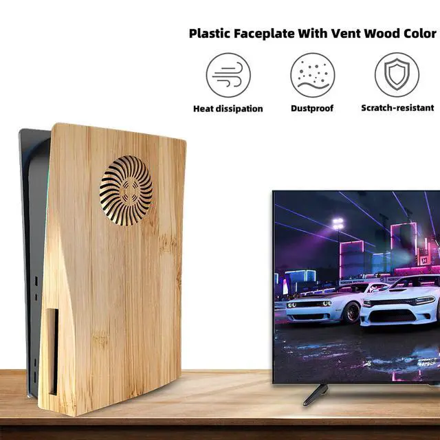 Alt view image 5 of 7 - Cover Plates with Cooling Vent for PS5 Disc Edition Console, Accessories for PlayStation 5 Face Plates Side Panels Shell Replacement Protective Faceplates (Wood Grain)