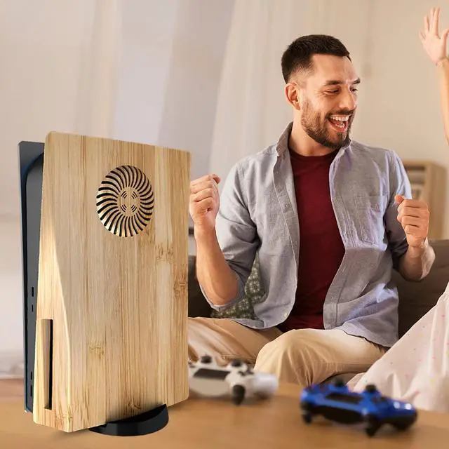 Alt view image 6 of 7 - Cover Plates with Cooling Vent for PS5 Disc Edition Console, Accessories for PlayStation 5 Face Plates Side Panels Shell Replacement Protective Faceplates (Wood Grain)