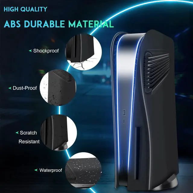Alt view image 3 of 7 - PS5 Console Cover Plates for Disc Edition, PlayStation 5 Accessories Covers Faceplate Custom Hard Shockproof with Cooling Fan Vents Dust Protective ABS Skins Shell Side Black Panels