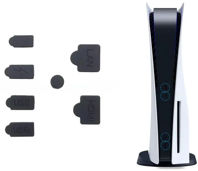 Main image of PS5 Silicone Dust Plugs Set,PS5 Pro/Slim USB HDMI Interface Anti-dust Cover Dustproof Plug for PlayStation 5 Console Accessories-7Pcs(Black)