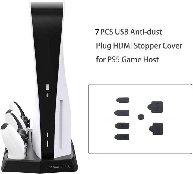 Alt view image 3 of 7 - PS5 Silicone Dust Plugs Set,PS5 Pro/Slim USB HDMI Interface Anti-dust Cover Dustproof Plug for PlayStation 5 Console Accessories-7Pcs(Black)