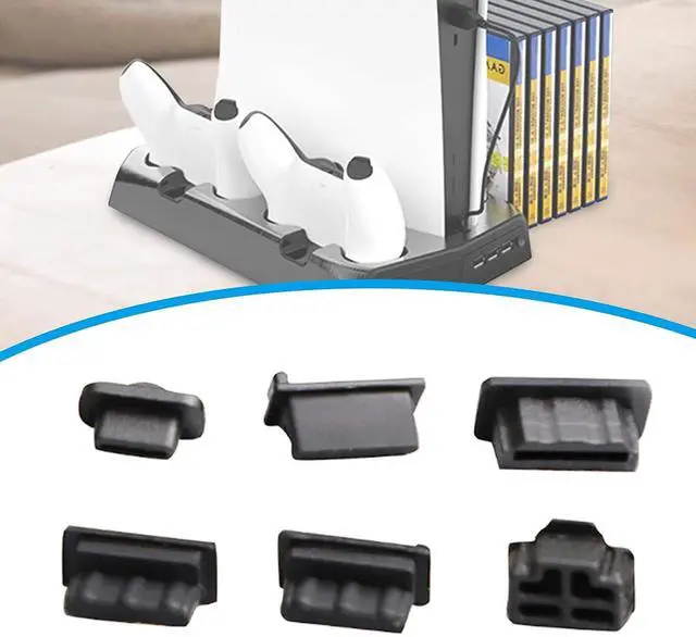 Alt view image 5 of 7 - PS5 Silicone Dust Plugs Set,PS5 Pro/Slim USB HDMI Interface Anti-dust Cover Dustproof Plug for PlayStation 5 Console Accessories-7Pcs(Black)