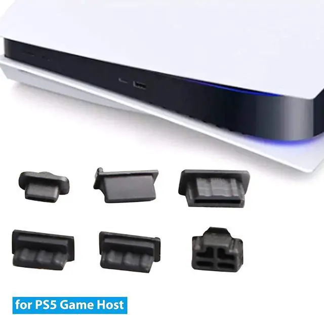 Alt view image 6 of 7 - PS5 Silicone Dust Plugs Set,PS5 Pro/Slim USB HDMI Interface Anti-dust Cover Dustproof Plug for PlayStation 5 Console Accessories-7Pcs(Black)