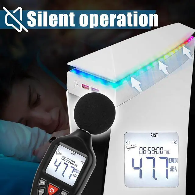 Alt view image 4 of 7 - Console Cooling Fan with Dust Cover Colorful LED Light for PS5 Console Disc Edition & Digital Edition Silent Absorb Fan Cooler with 2 USB Port PlayStation 5 Cooling System