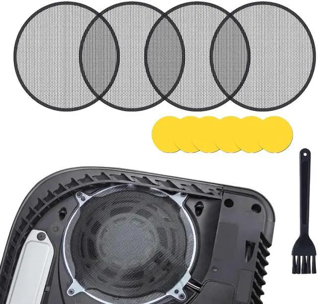 Main image of ps5 dust Cover Filter Kit - 4 Pack High-Density Dust Screens with Cleaning Brush & 6 Adhesive Pads Compatible with PS5 Pro, PS5 Slim, PS5 Disc & Digital Editions