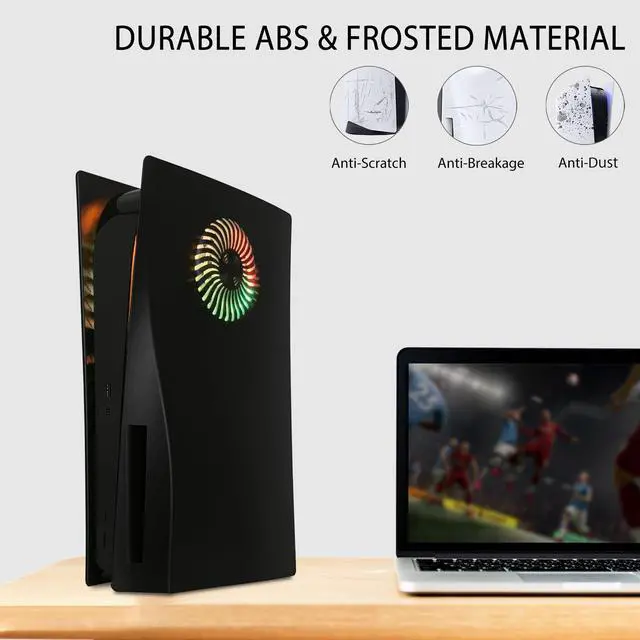 Alt view image 5 of 7 - Faceplate with RGB Light Strip for PS5 and Dust Filter for Cooling Vents 400+ Effects LED Light Ring Console Cover for Disc Edition DIY Decoration Kit Accessories Black