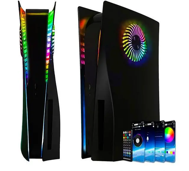 Main image of LED Faceplate for PS5 Disc Edition Side Shell Plates PlayStation 5 Original Disc Console Cover with RGB Lighting Custom Design Anti-Scratch Dust Protection Replacement Shell