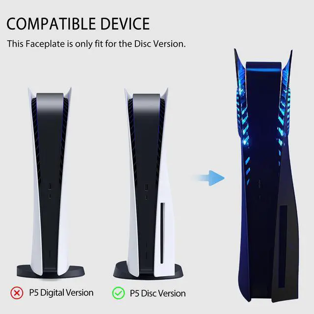 Alt view image 7 of 7 - Faceplate with RGB Light Strip for PS5 and Dust Filter for Cooling Vents 400+ Effects LED Light Ring Console Cover for Disc Edition DIY Decoration Kit Accessories Black