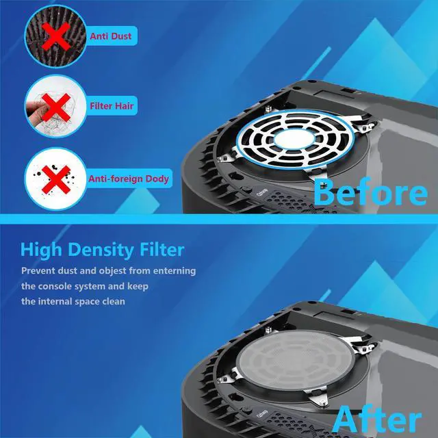 Alt view image 3 of 6 - PS5 dust Cover Set,High-Density Mesh Kit with Cleaning Brush,Heatsink Barrier,for Slim Accessories Compatible with PlayStation 5 Digital