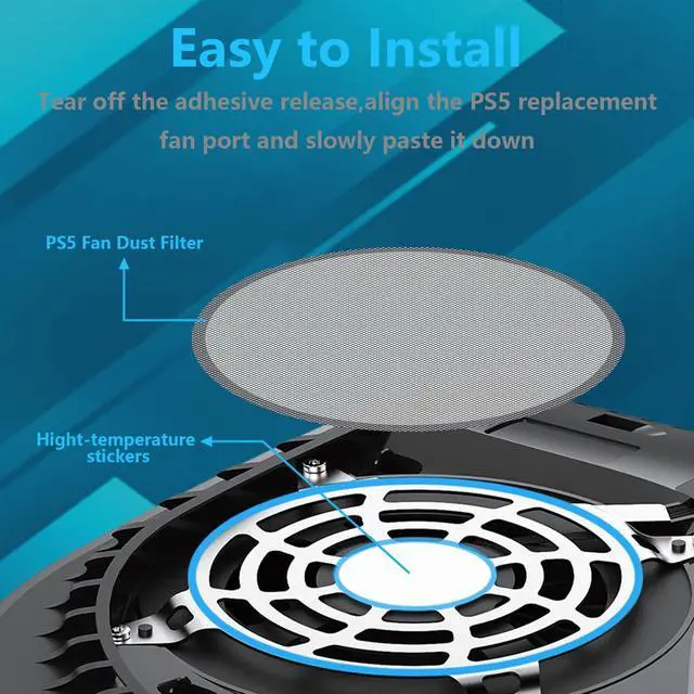 Alt view image 6 of 6 - PS5 dust Cover Set,High-Density Mesh Kit with Cleaning Brush,Heatsink Barrier,for Slim Accessories Compatible with PlayStation 5 Digital