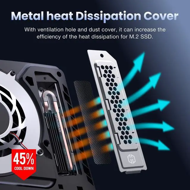 Alt view image 6 of 7 - PS5 Pro/Slim SSD Heatsink Cover Set, Metal Heat Dissipation Cover, Copper Heat Pipe and Aluminum Fin for PS5 SSD Storage