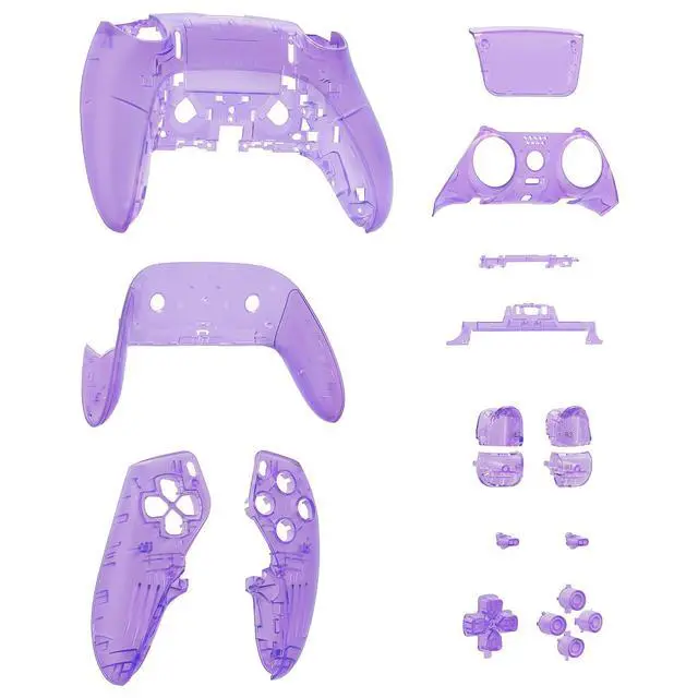 Alt view image 4 of 4 - Full Set Shell with Buttons Touchpad Compatible with ps5 Edge Controller, Clear Atomic Purple Replacement Decorative Trim Shell Front Back Plates Compatible with ps5 Edge Controller