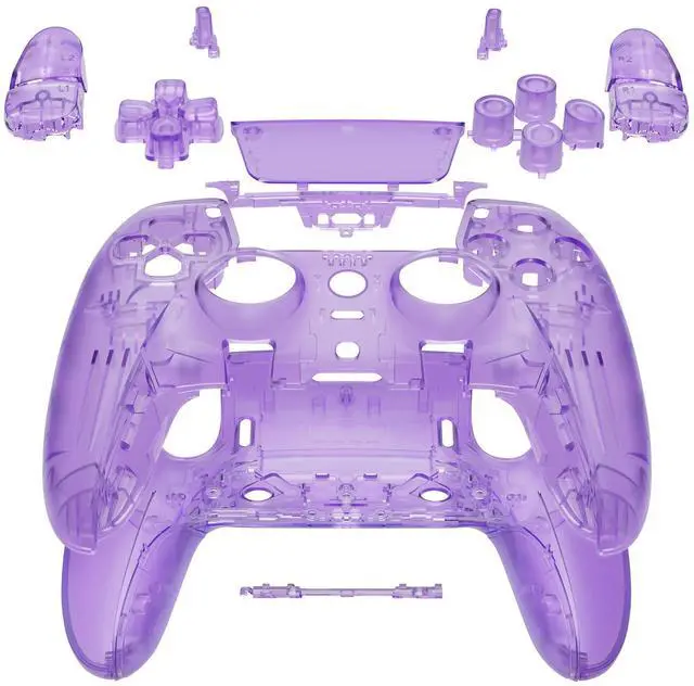 Main image of Full Set Shell with Buttons Touchpad Compatible with ps5 Edge Controller, Clear Atomic Purple Replacement Decorative Trim Shell Front Back Plates Compatible with ps5 Edge Controller