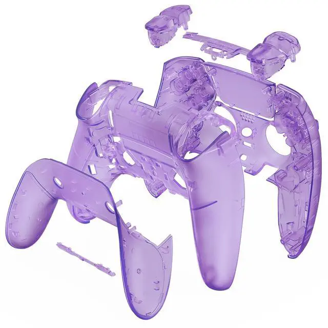 Alt view image 3 of 4 - Full Set Shell with Buttons Touchpad Compatible with ps5 Edge Controller, Clear Atomic Purple Replacement Decorative Trim Shell Front Back Plates Compatible with ps5 Edge Controller