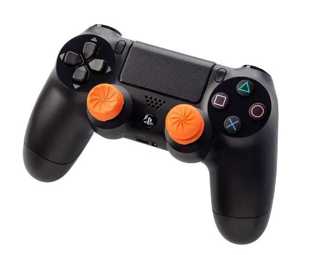 Alt view image 2 of 7 - FPS Freek Vortex for PlayStation 4 (PS4) and PlayStation 5 (PS5) Controller | Performance Thumbsticks | 1 High-Rise Convex, 1 Mid-Rise Concave | Orange