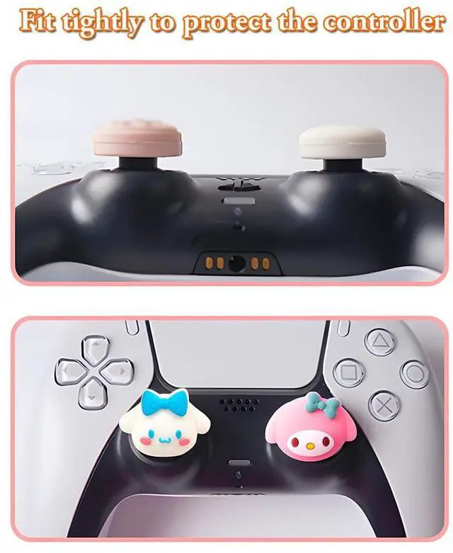Alt view image 2 of 7 - Cute Thumb Grip Caps for PS5 PS4 Xbox Series X/S Xbox One Switch PRO Controller Steam Deck 4PCS Soft Rubber 3D Thumbsticks Button Joystick Cover Set, Rabbit+Kitty+Dog