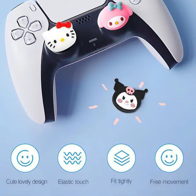 Alt view image 3 of 7 - Cute Thumb Grip Caps for PS5 PS4 Xbox Series X/S Xbox One Switch PRO Controller Steam Deck 4PCS Soft Rubber 3D Thumbsticks Button Joystick Cover Set, Rabbit+Kitty+Dog