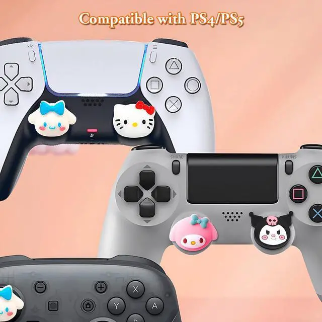 Alt view image 4 of 7 - Cute Thumb Grip Caps for PS5 PS4 Xbox Series X/S Xbox One Switch PRO Controller Steam Deck 4PCS Soft Rubber 3D Thumbsticks Button Joystick Cover Set, Rabbit+Kitty+Dog