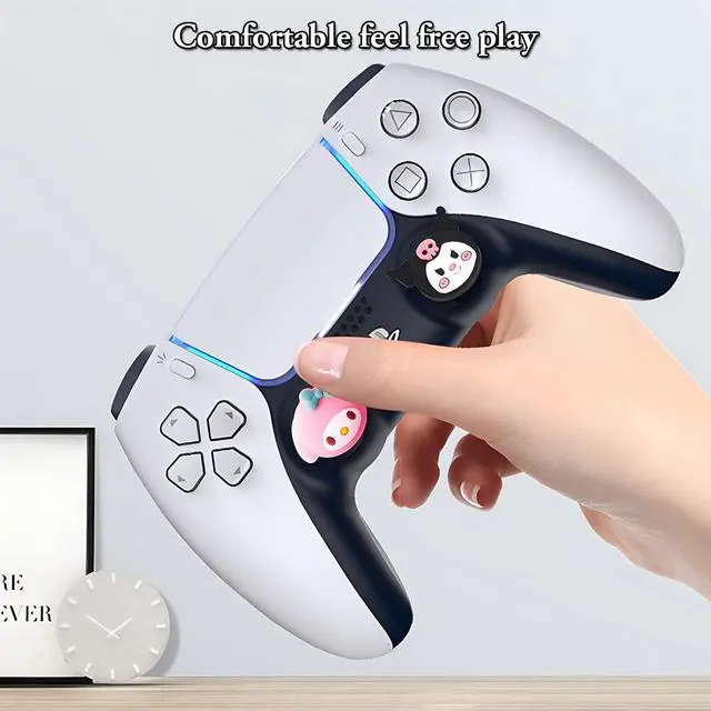 Alt view image 5 of 7 - Cute Thumb Grip Caps for PS5 PS4 Xbox Series X/S Xbox One Switch PRO Controller Steam Deck 4PCS Soft Rubber 3D Thumbsticks Button Joystick Cover Set, Rabbit+Kitty+Dog