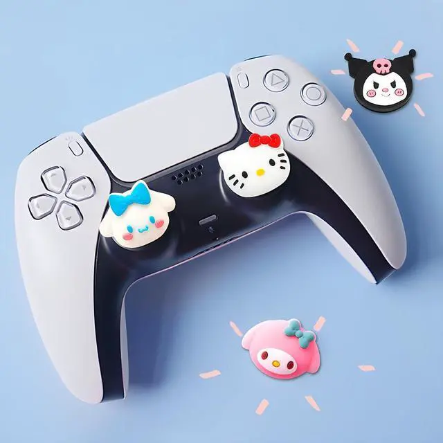 Alt view image 6 of 7 - Cute Thumb Grip Caps for PS5 PS4 Xbox Series X/S Xbox One Switch PRO Controller Steam Deck 4PCS Soft Rubber 3D Thumbsticks Button Joystick Cover Set, Rabbit+Kitty+Dog