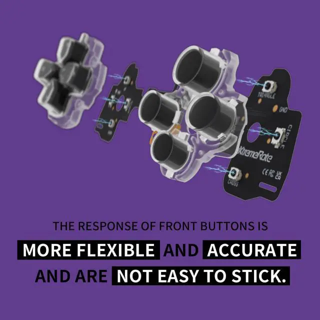 Alt view image 6 of 7 - Face Buttons Clicky Kit for PS5 Edge Controller, Custom Tactile Dpad Action Buttons for PS5 Edge Controller D-pad X Circle Square Triangle Keys Mouse Click Kit - Without Gamepad