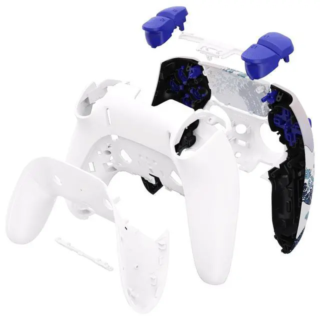 Alt view image 3 of 5 - Full Set Shell with Buttons Touchpad Cover Compatible with ps5 Edge Controller, The Great Wave Replacement Decorative Trim Shell Front Back Plates Compatible with ps5 Edge Controller