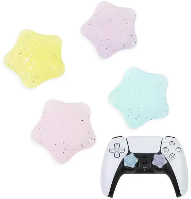 Main image of Glitter Star Switch 2 Joycon Thumb Grips Caps, 4 PCS Cute Kawaii 3D Silicone Analog Thumbstick Button Cover for PS5/PS4, Xbox Series X/S, Xbox One, Switch PRO Controller Joystick Caps