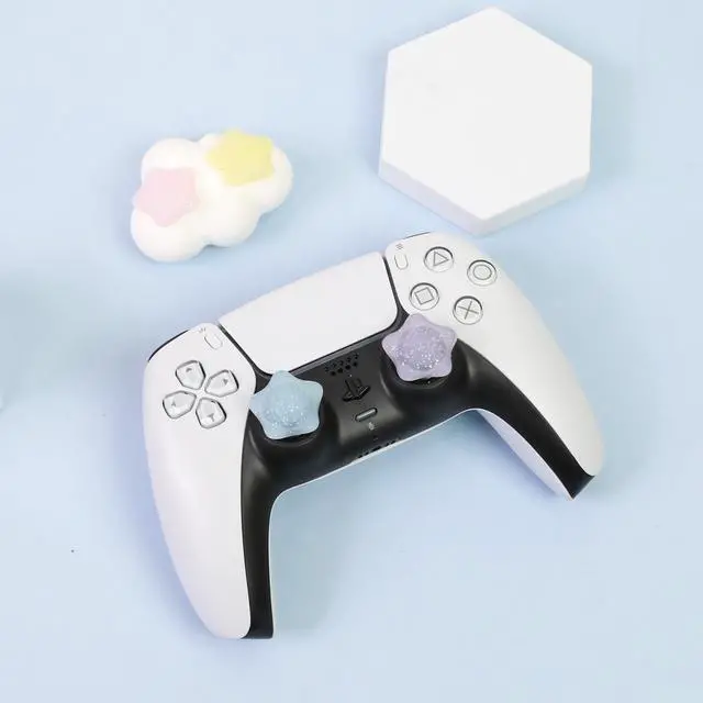 Alt view image 2 of 7 - Glitter Star Switch 2 Joycon Thumb Grips Caps, 4 PCS Cute Kawaii 3D Silicone Analog Thumbstick Button Cover for PS5/PS4, Xbox Series X/S, Xbox One, Switch PRO Controller Joystick Caps