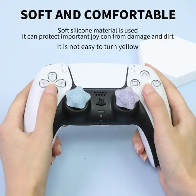 Alt view image 5 of 7 - Glitter Star Switch 2 Joycon Thumb Grips Caps, 4 PCS Cute Kawaii 3D Silicone Analog Thumbstick Button Cover for PS5/PS4, Xbox Series X/S, Xbox One, Switch PRO Controller Joystick Caps