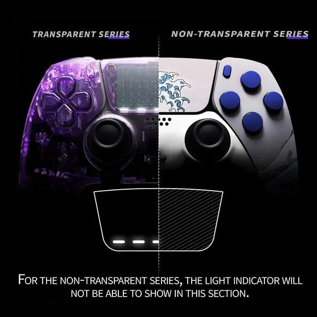 Alt view image 5 of 5 - Full Set Shell with Buttons Touchpad Cover Compatible with ps5 Edge Controller, The Great Wave Replacement Decorative Trim Shell Front Back Plates Compatible with ps5 Edge Controller