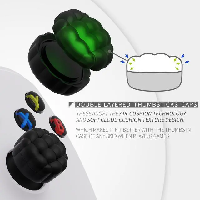 Alt view image 3 of 7 - Thumbs Cushion Caps Thumb Grips for ps5 ps4, Thumbstick Grip Cover Joystick Caps for Xbox Series X/S, Xbox One, Elite Series 2, Switch 2 Pro Controller - Puff Cloud Texture Design Black