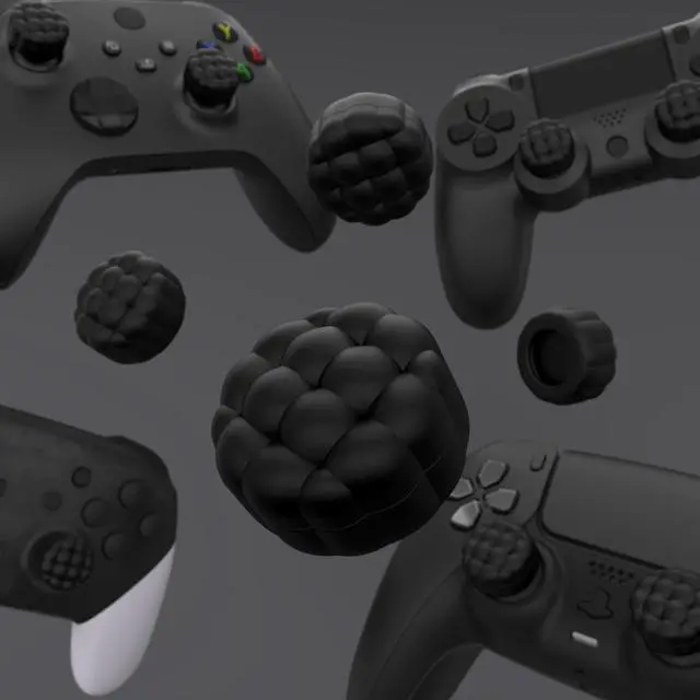 Alt view image 5 of 7 - Thumbs Cushion Caps Thumb Grips for ps5 ps4, Thumbstick Grip Cover Joystick Caps for Xbox Series X/S, Xbox One, Elite Series 2, Switch 2 Pro Controller - Puff Cloud Texture Design Black