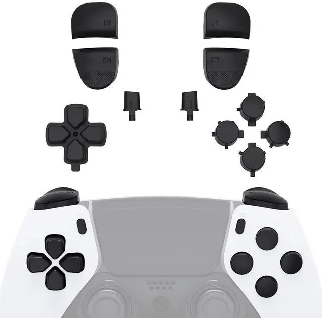 Main image of Replacement Full Set Buttons Compatible with ps5 Edge Controller, Black D-pad Share Options Home Face Buttons R1 L1 R2 L2 Triggers Compatible with ps5 Edge Controller - Without Controller