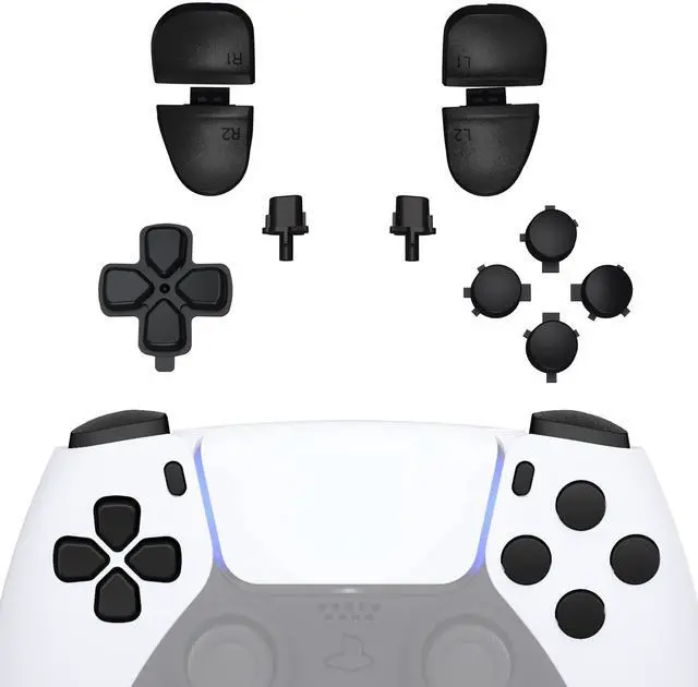 Main image of Replacement D-pad R1 L1 R2 L2 Triggers Share Options Face Buttons, Black Full Set Buttons Compatible with ps5 Controller BDM-030 BDM-040 BDM-050 BDM-060 - Controller NOT Included