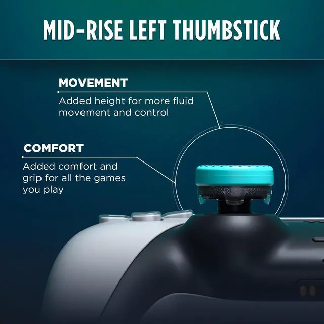Alt view image 4 of 6 - Lotus for PlayStation 5 (PS5) and PlayStation 4 (PS4) | Performance Thumbsticks | 2 Mid-Rise Concave | Teal/Clear